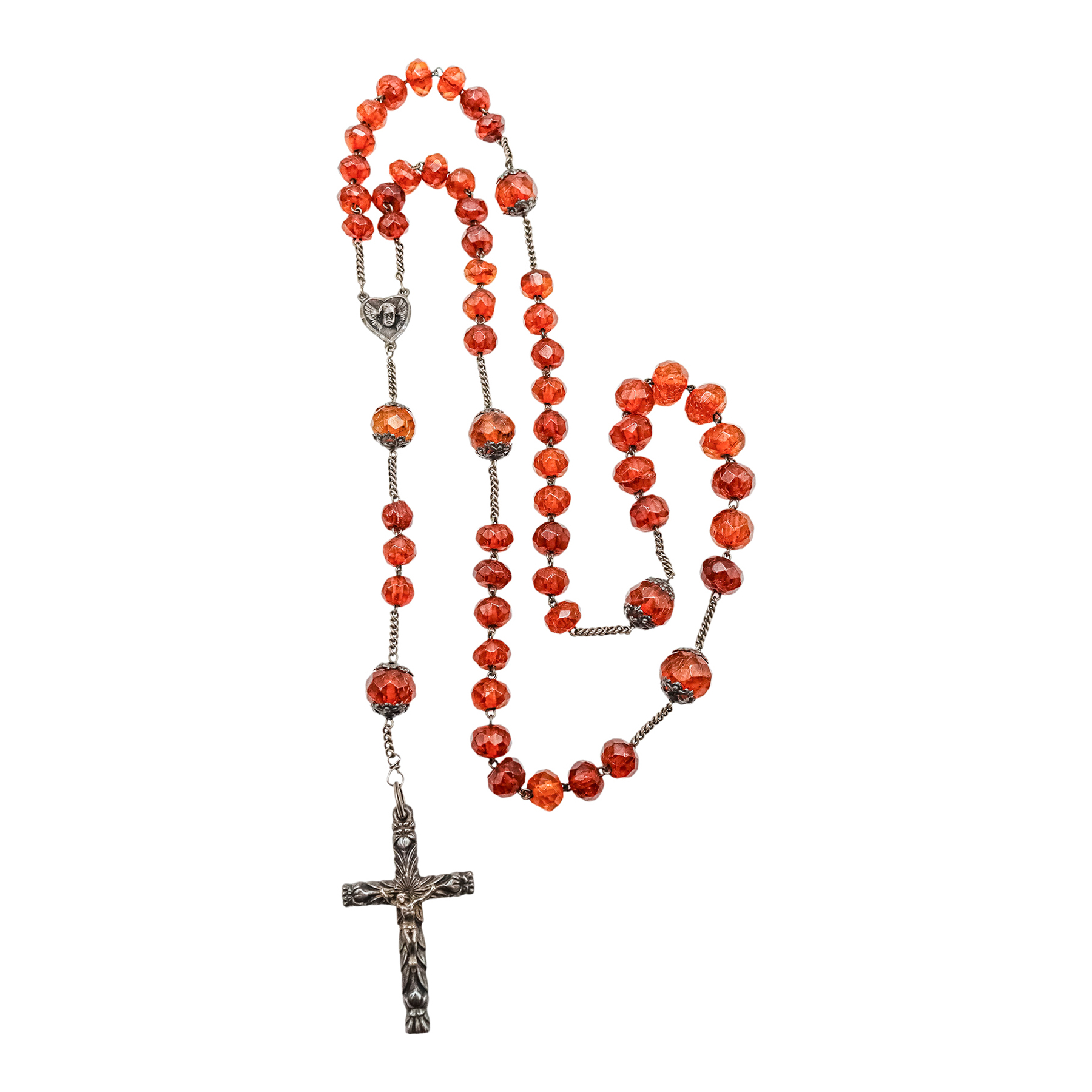 ROSARIO EN PLATA Y COPAL DE LOS AÑOS 30-40