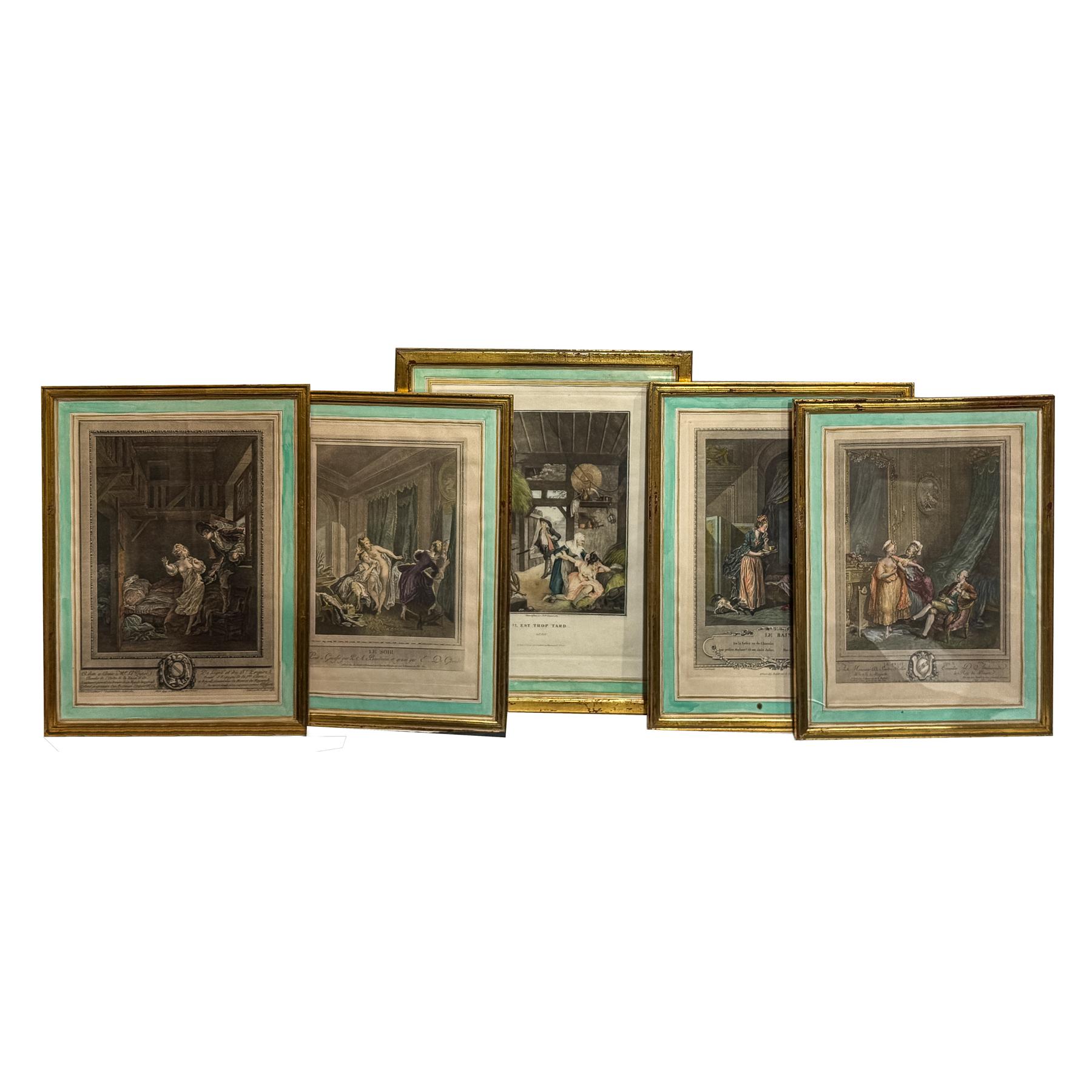 COLECCIÓN DE CINCO LITOGRABADOS FRANCESES DEL S. XIX