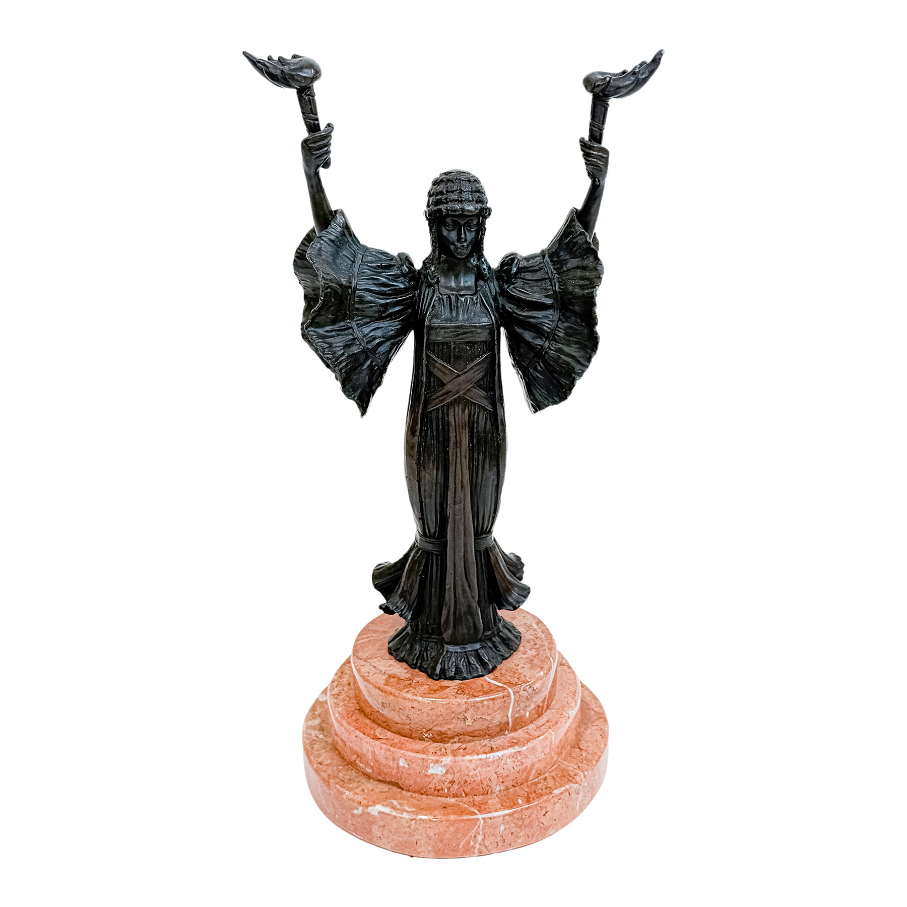 BRONCE DAMA ANTORCHAS DEL ÚLTIMO CUARTO DE SIGLO XX