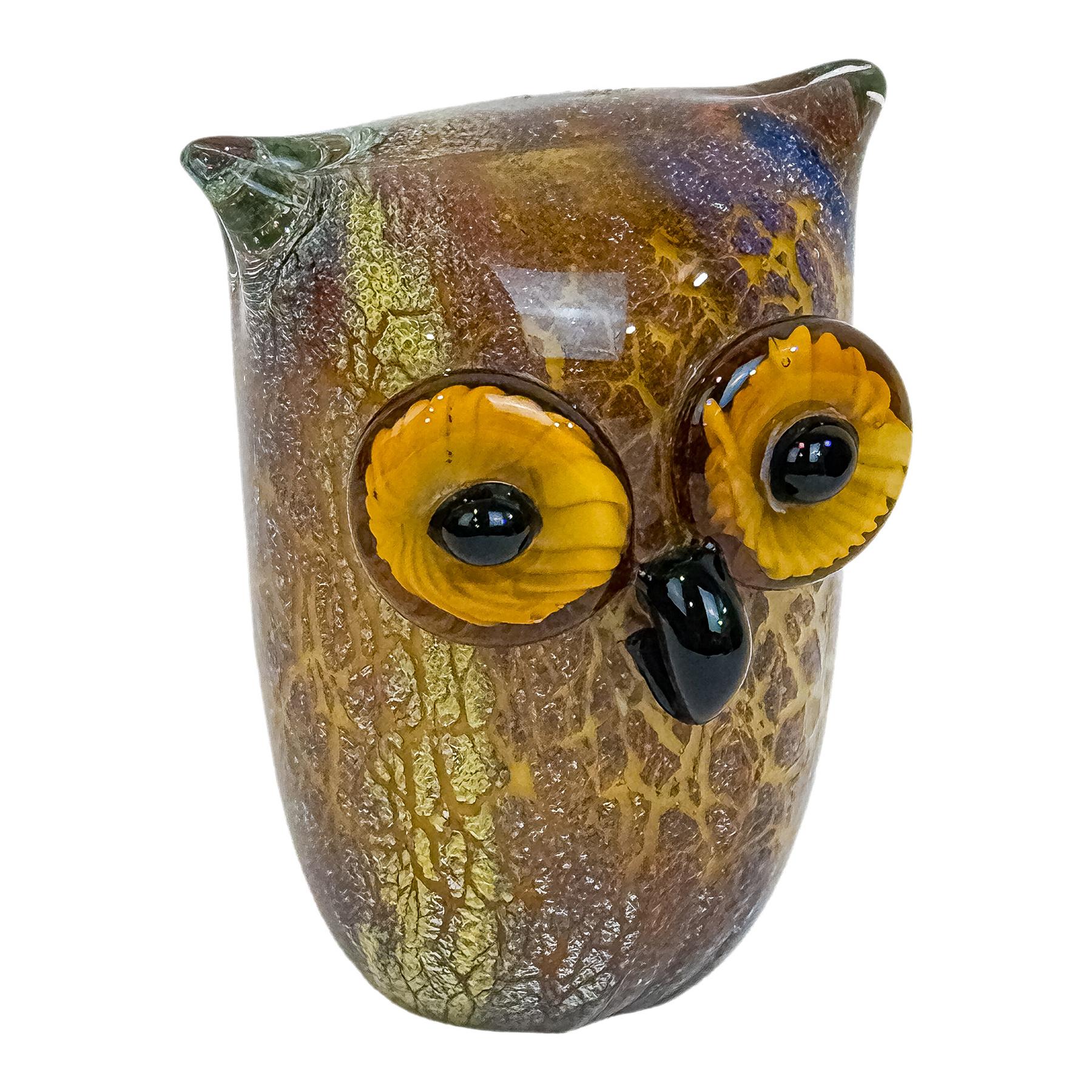 BUHO EN CRISTAL DE MURANO  DEL ÚLTIMO CUARTO DE SIGLO XX