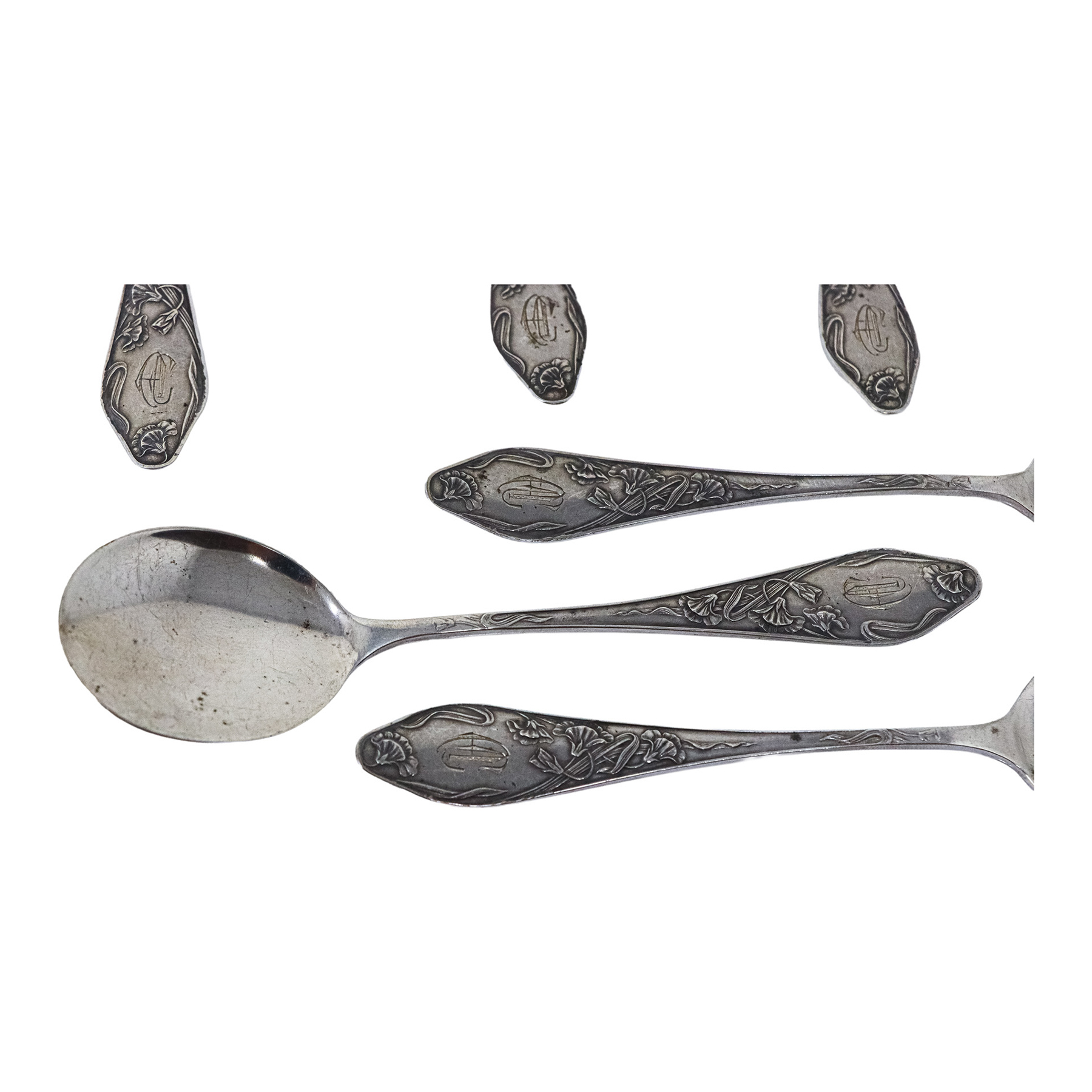 CONJUNTO DE 12 CUCHARITAS DE HELADO EN PLATA DE PPS. S.XX