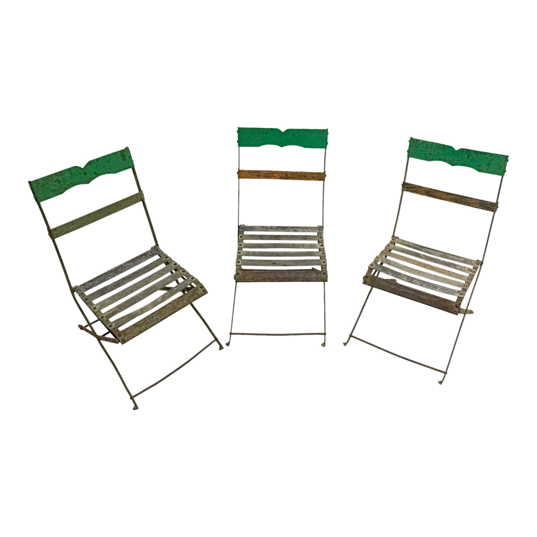 TRES SILLAS DE JARDIN PARA NIÑOS MEDIADOS DE SIGLO XX