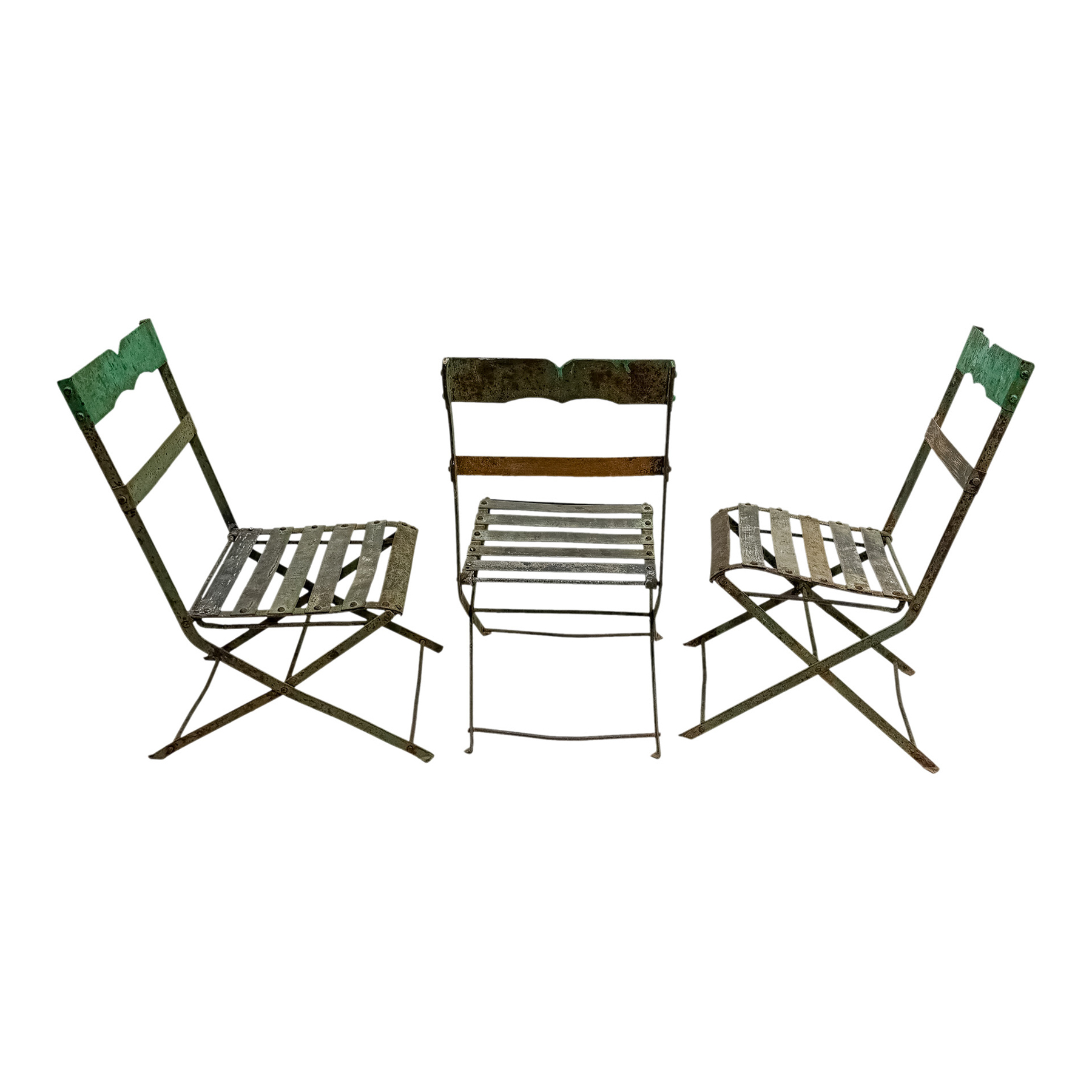 TRES SILLAS DE JARDIN PARA NIÑOS MEDIADOS DE SIGLO XX