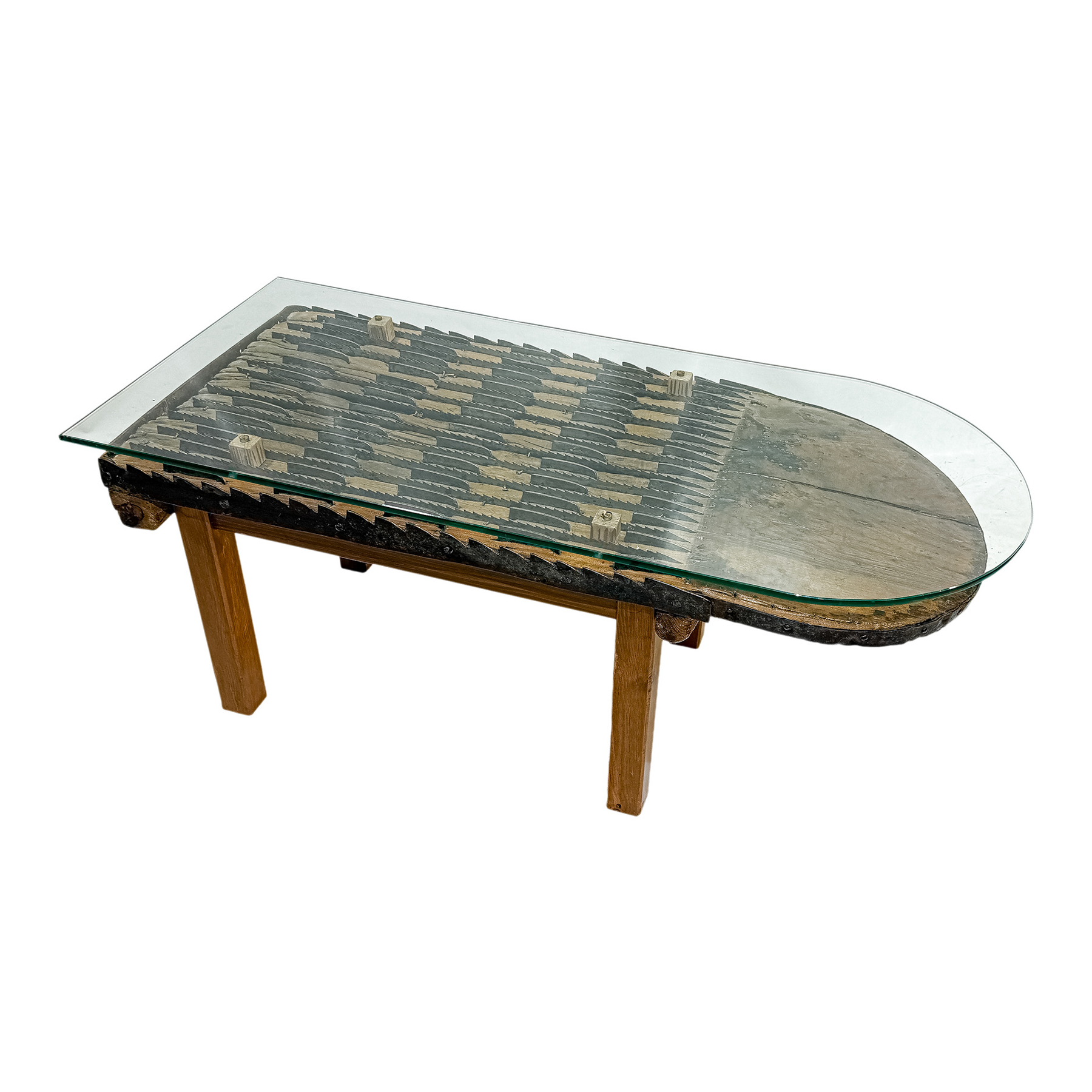 MESA RÚSTICA DE CENTRO CON TRILLO ANTIGUO