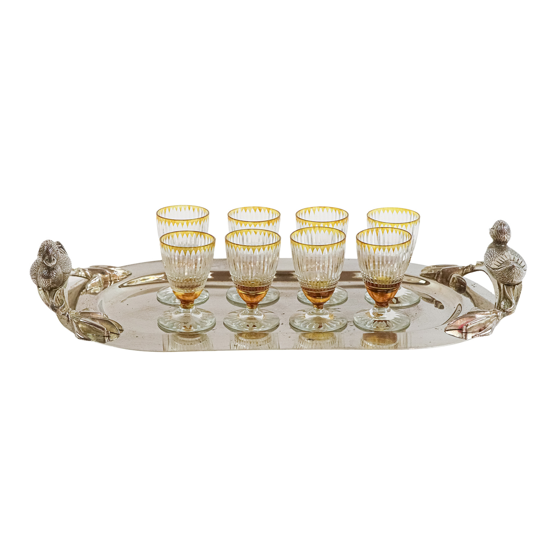 CONJUNTO DE 8 COPITAS DE LICOR DE MEDIADOS DEL S.XX