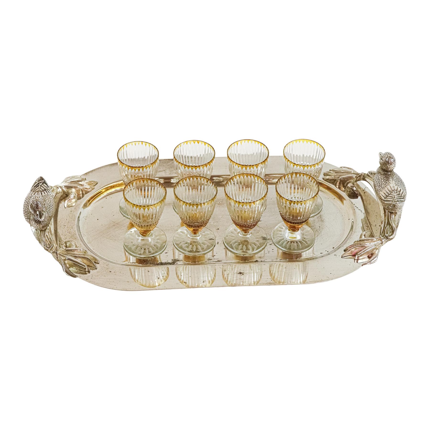 CONJUNTO DE 8 COPITAS DE LICOR DE MEDIADOS DEL S.XX