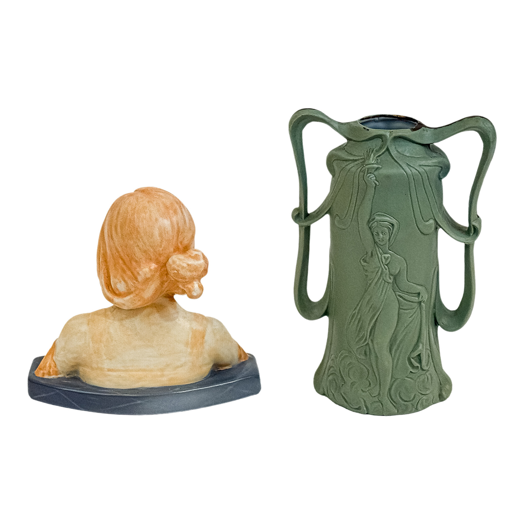 PEQUEÑO JARRÓN Y FIGURA DE PRINCIPIOS DEL S.XX