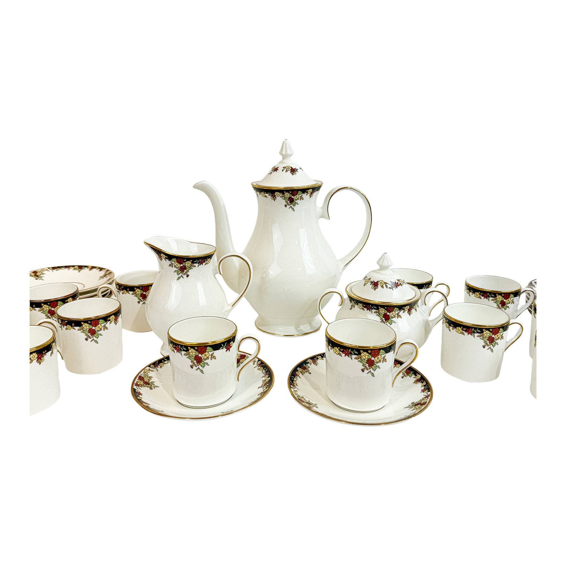 JUEGO DE CAFÉ INGLÉS EN PORCELANA DE MEDIADOS DEL S.XX
