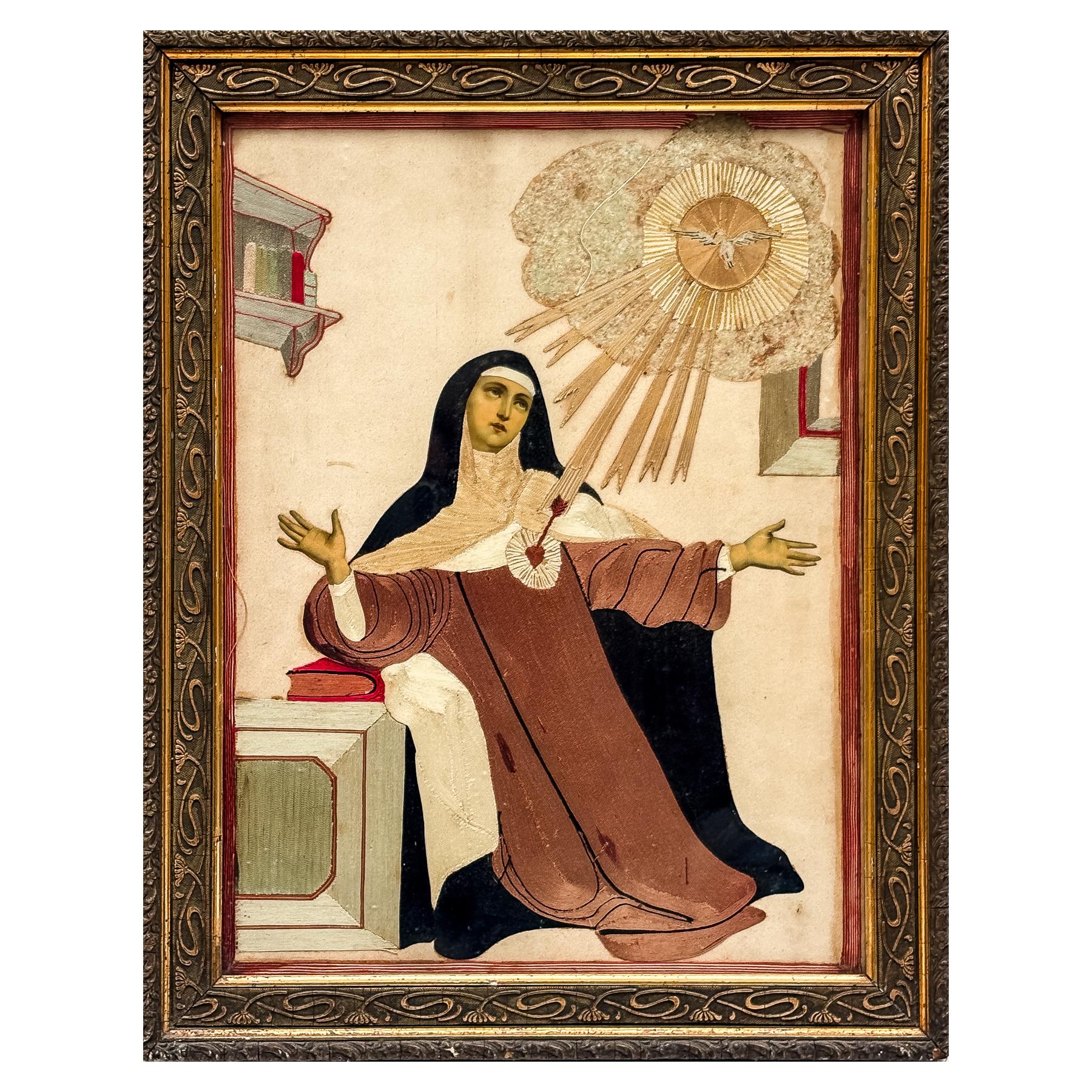 BORDADO ENMARCADO DEL SIGLO XIX