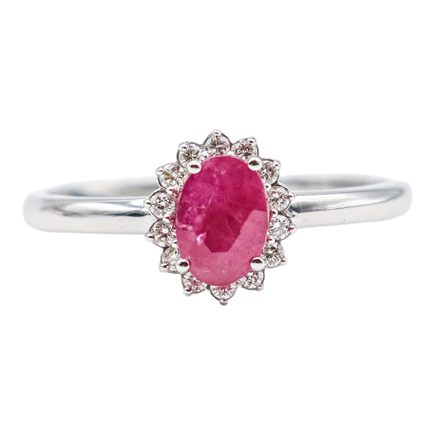 ANILLO ROSETON CON RUBÍ Y BRILLANTES