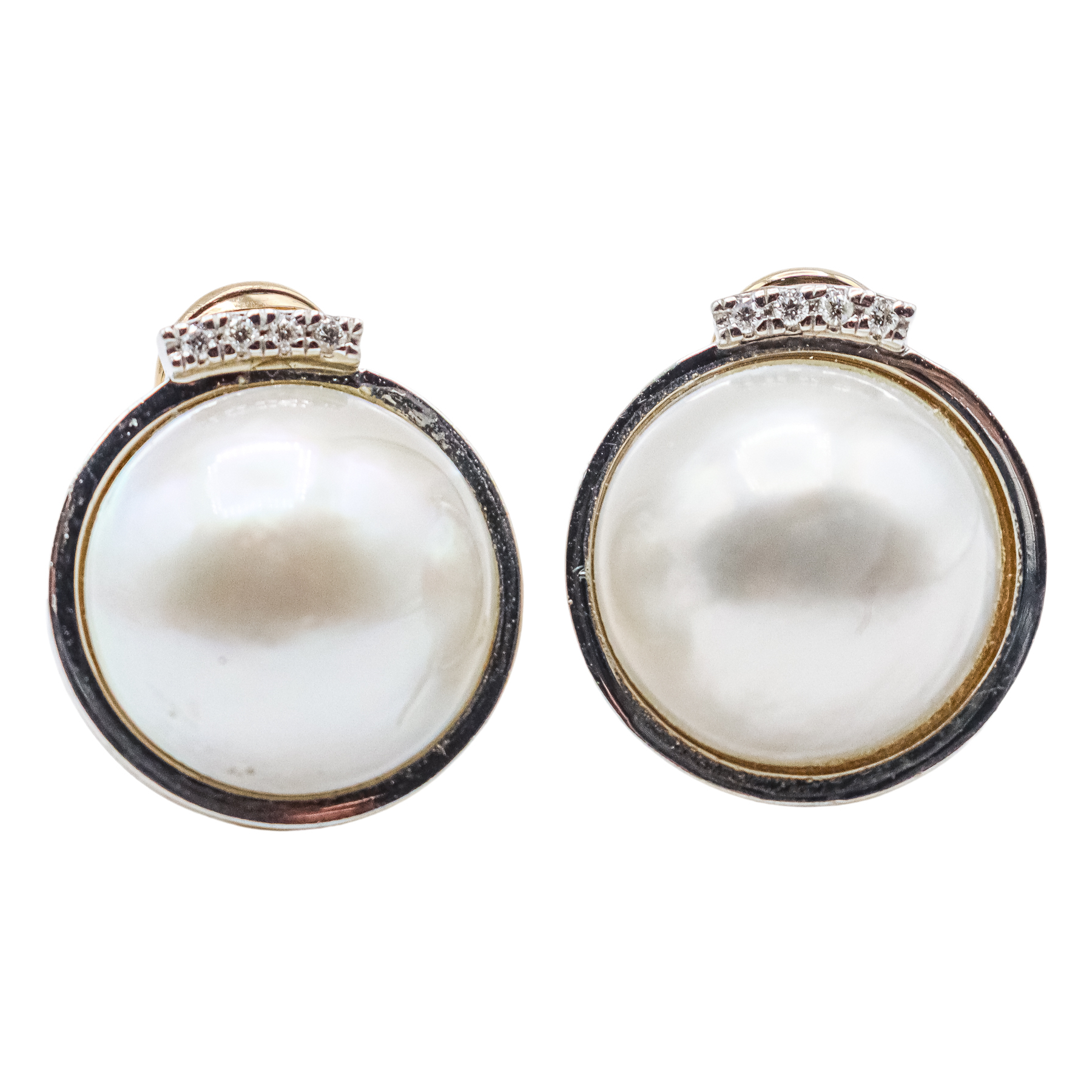 PENDIENTES CON PERLAS MABÉ Y BRILLANTES