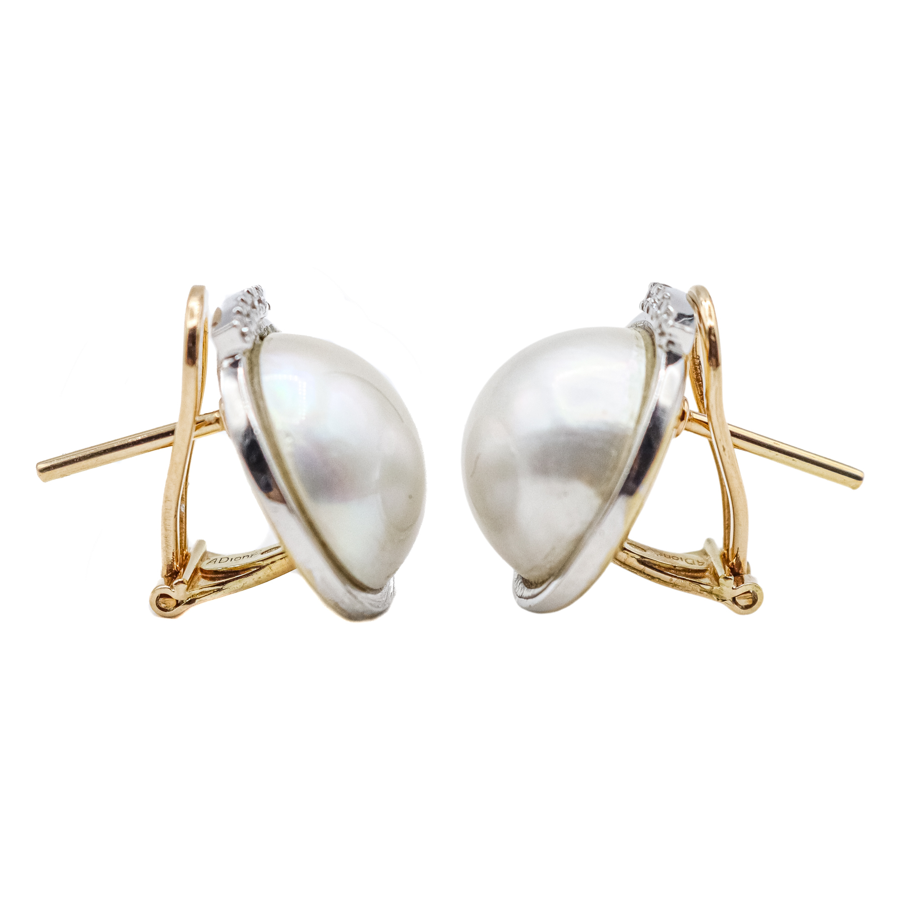 PENDIENTES CON PERLAS MABÉ Y BRILLANTES