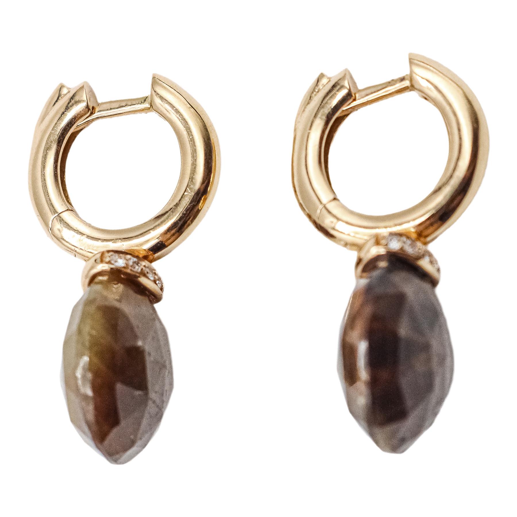 PENDIENTES LARGOS CON ÁGATA SOL Y BRILLANTES