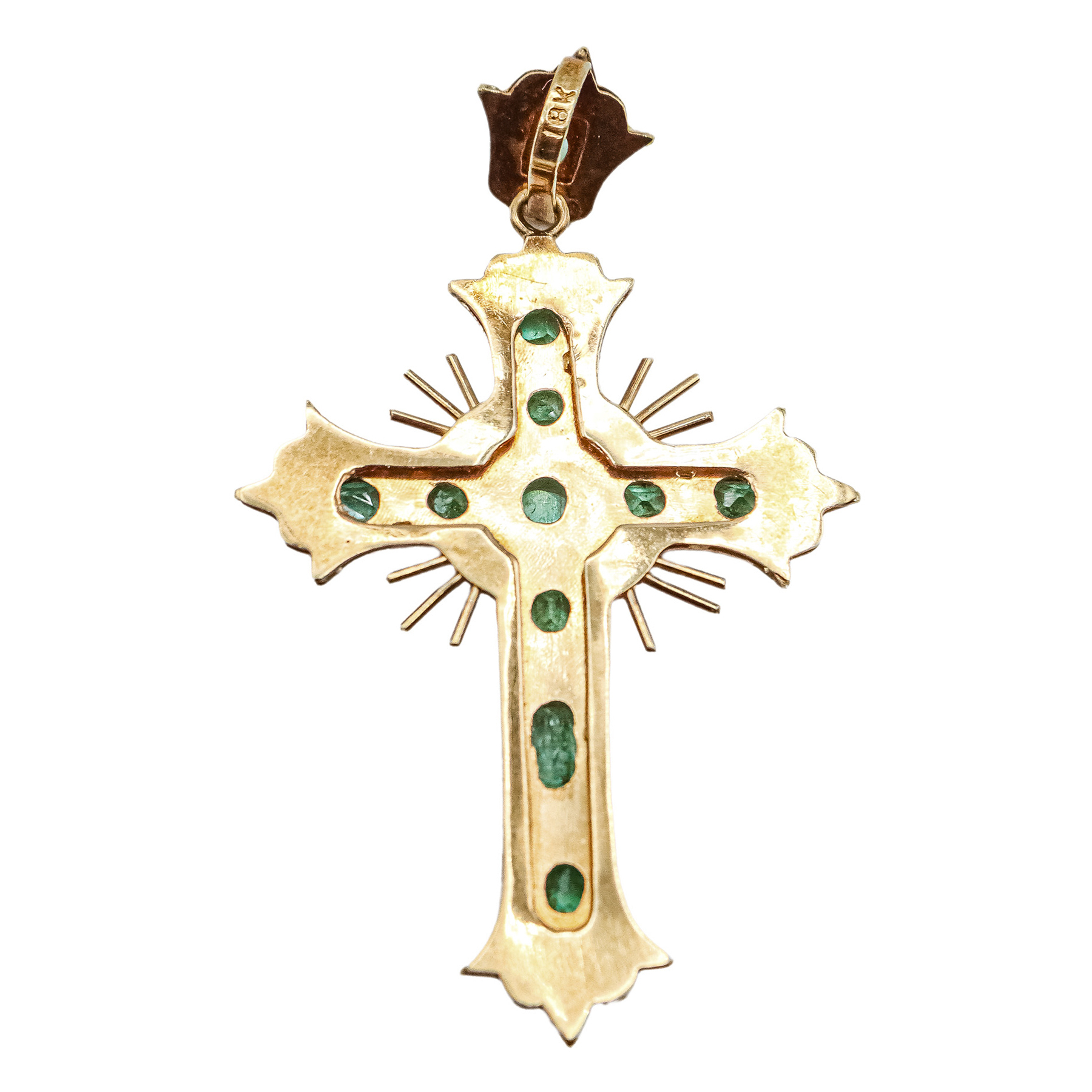 CRUZ COLGANTE CON ESMERALDAS, MEDIADOS S.XX