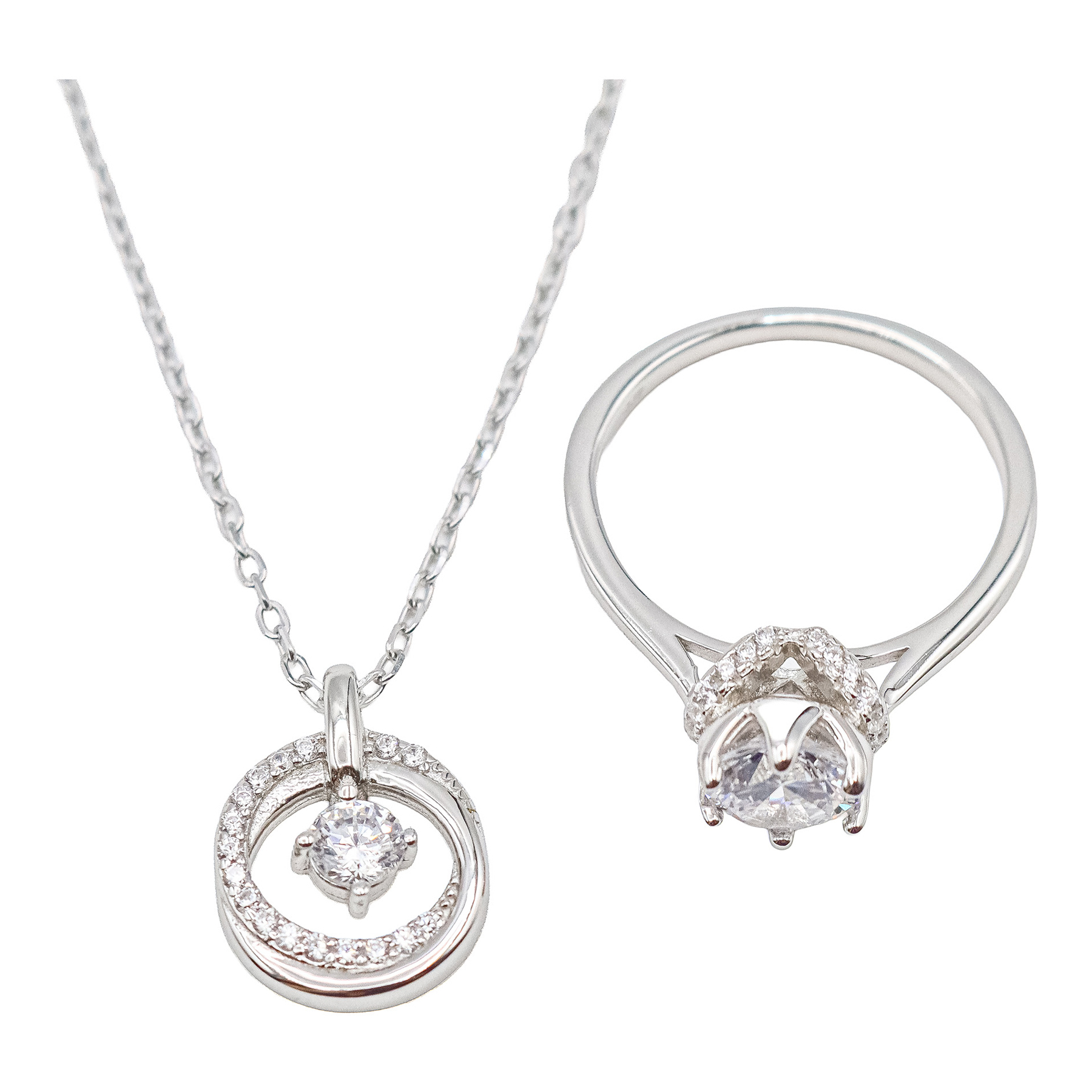 COLGANTE Y ANILLO CON CIRCONITAS