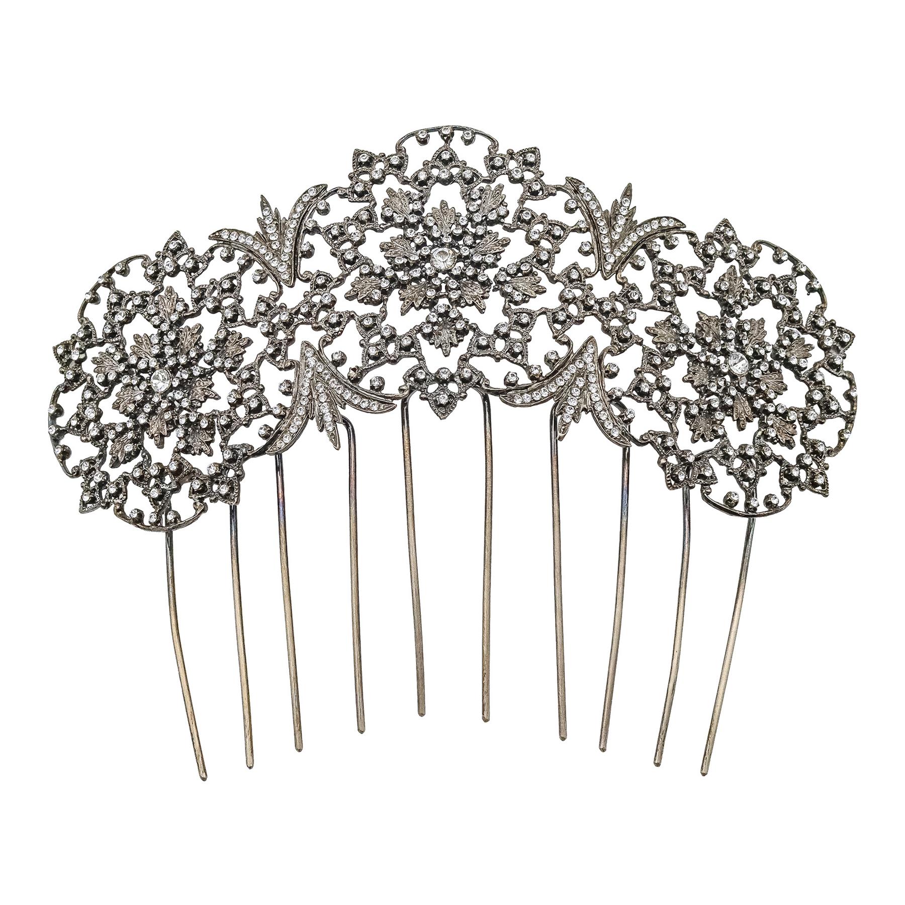 PEINETA DE PLATA CON CIRCONITAS