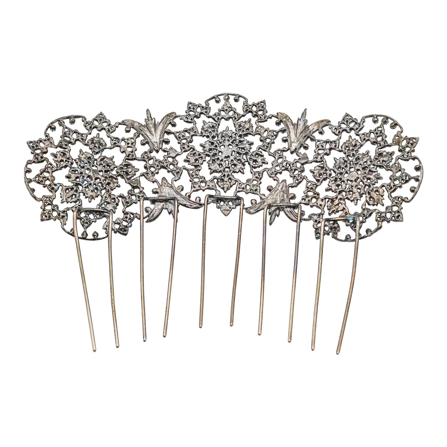 PEINETA DE PLATA CON CIRCONITAS