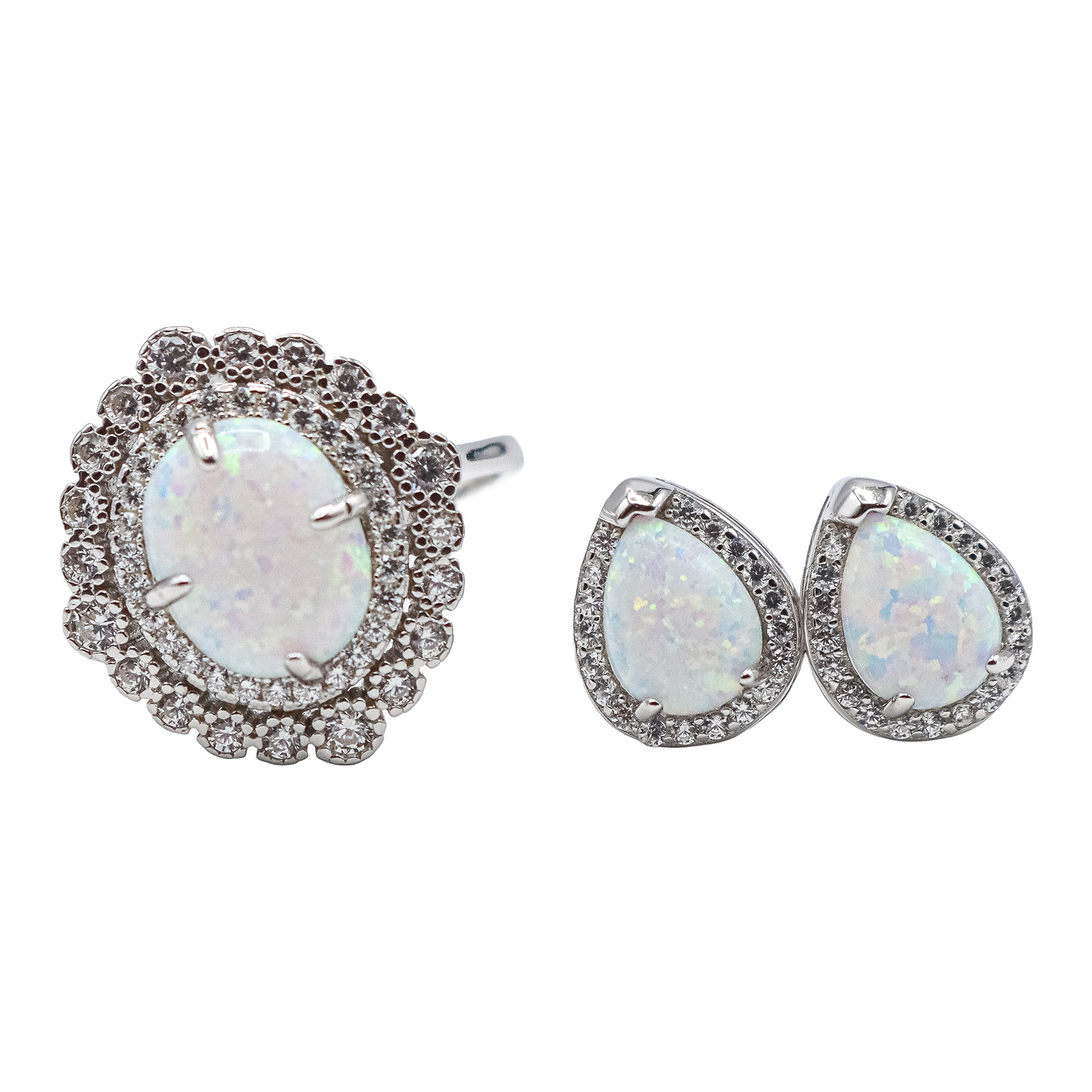 ANILLO Y PENDIENTES CON ÓPALOS