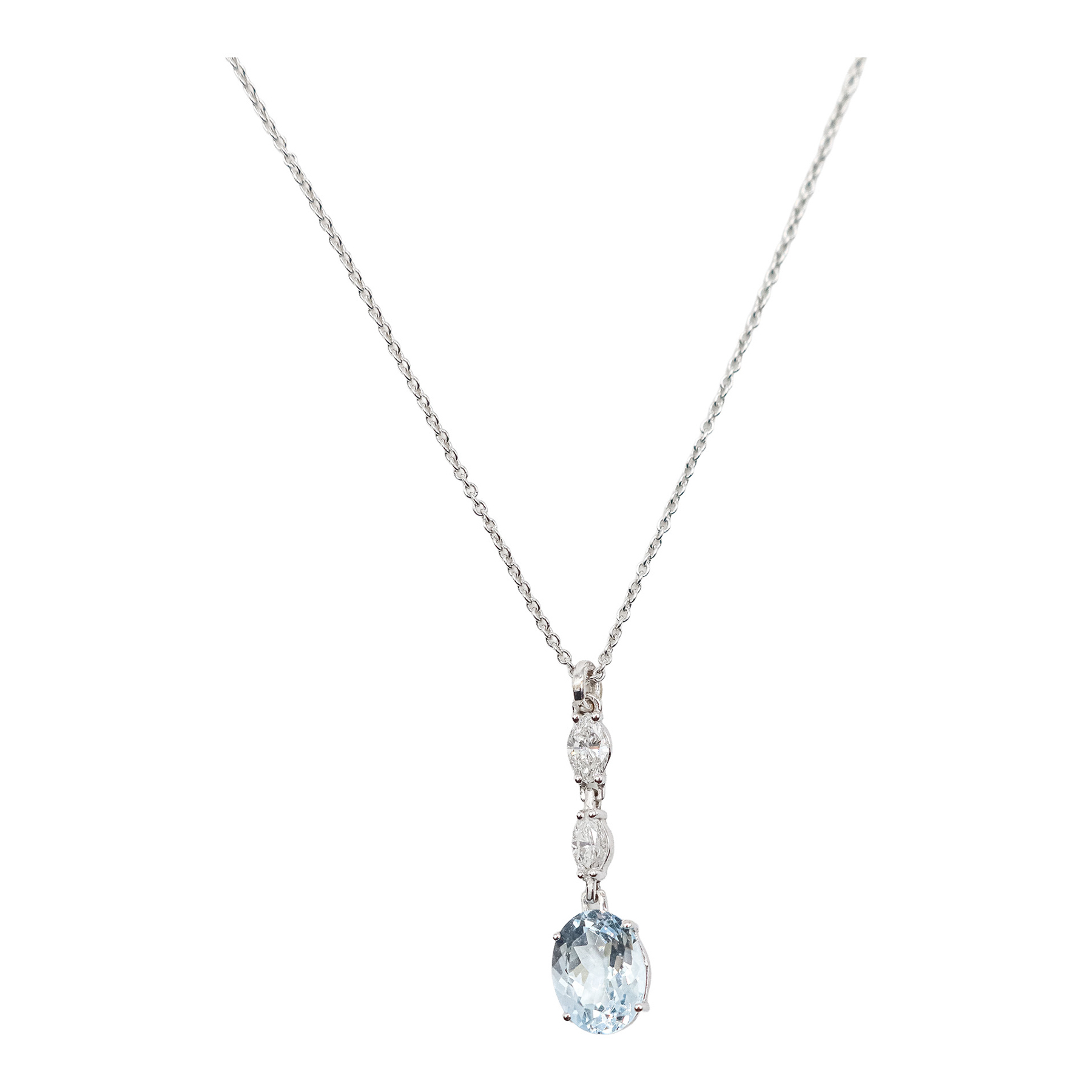 COLGANTE CON DIAMANTES Y AGUAMARINA