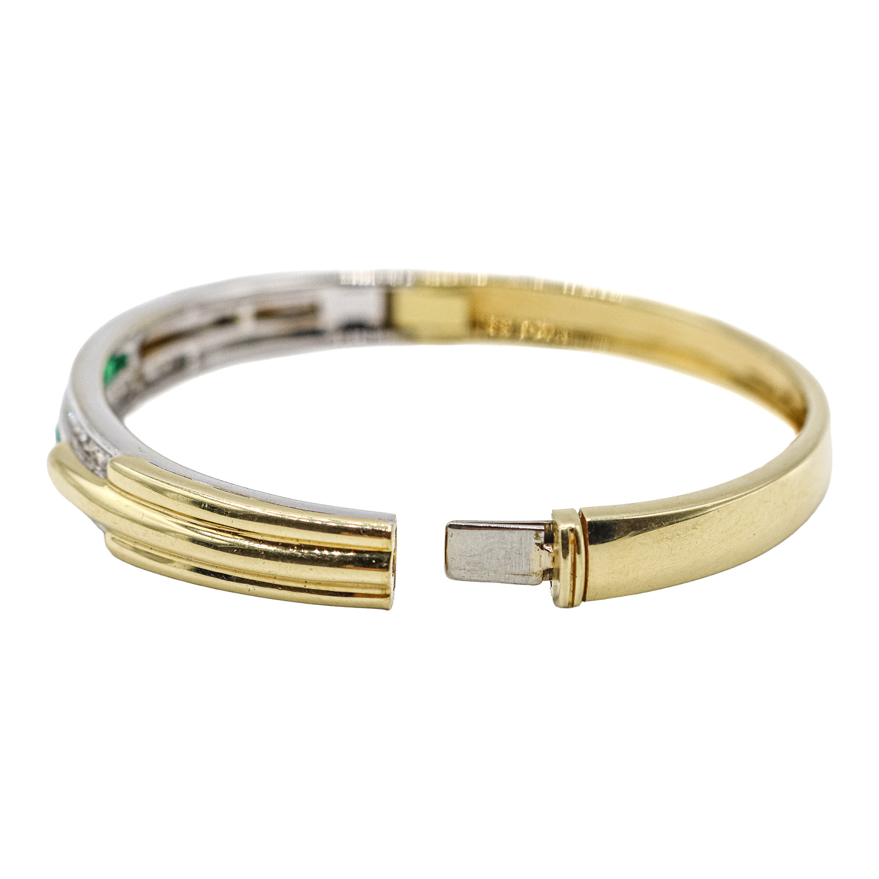 PULSERA ESCLAVA CON DIAMANTES Y ESMERALDAS