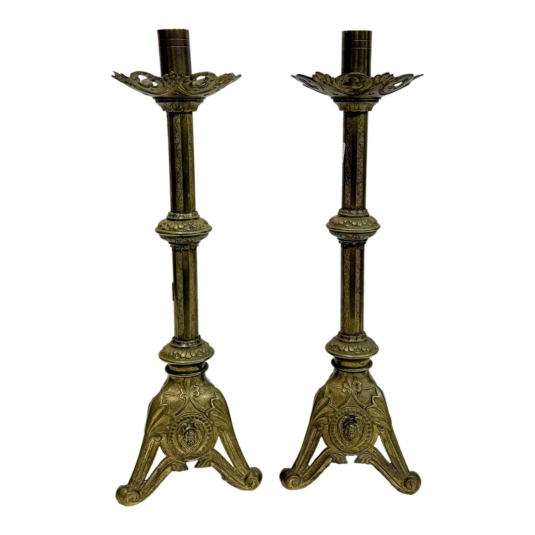 PAREJA DE CANDELEROS DE IGLESIA