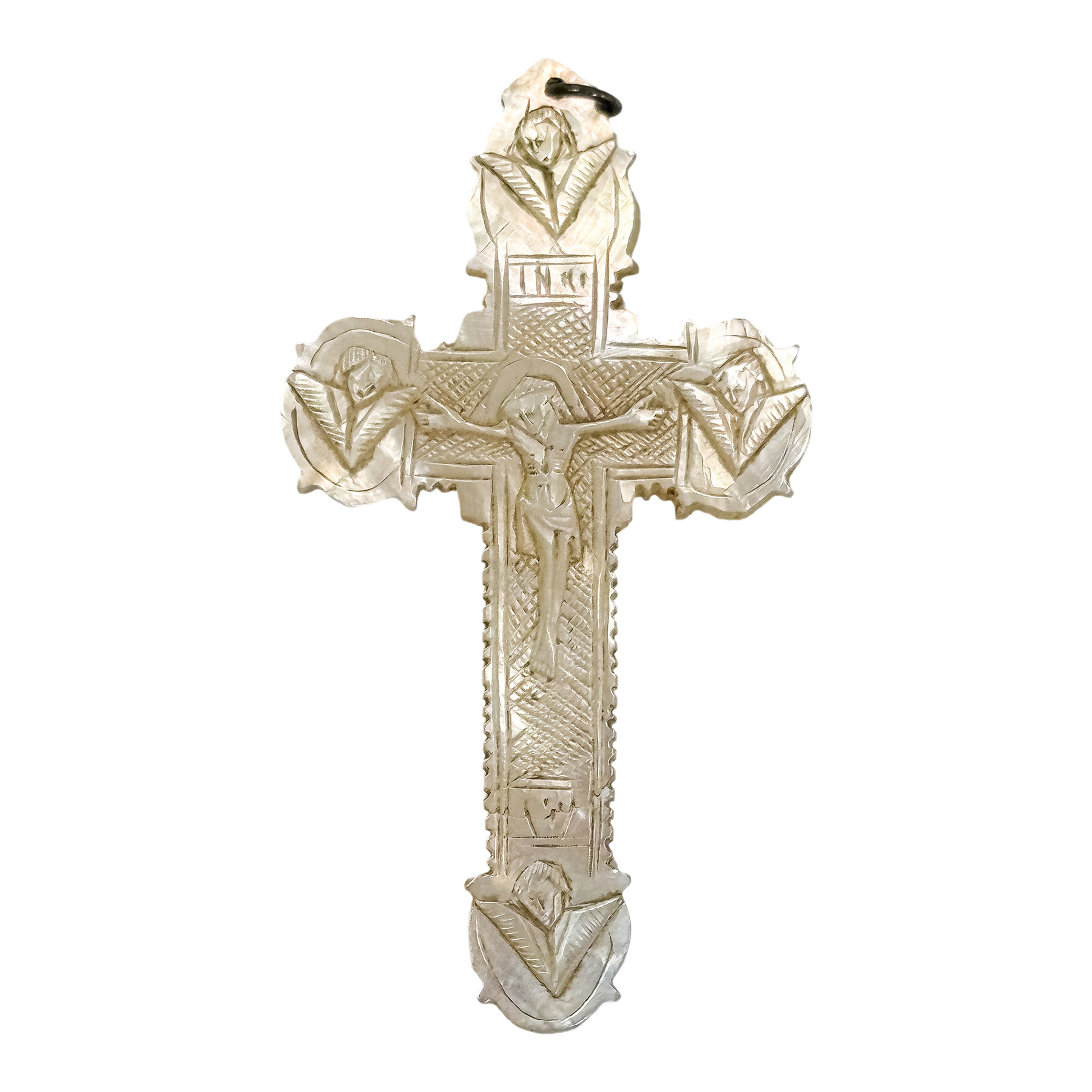 PEQUEÑA CRUZ COLGANTE E IMAGEN DE VIRGEN INMACULADA PPS.XX 