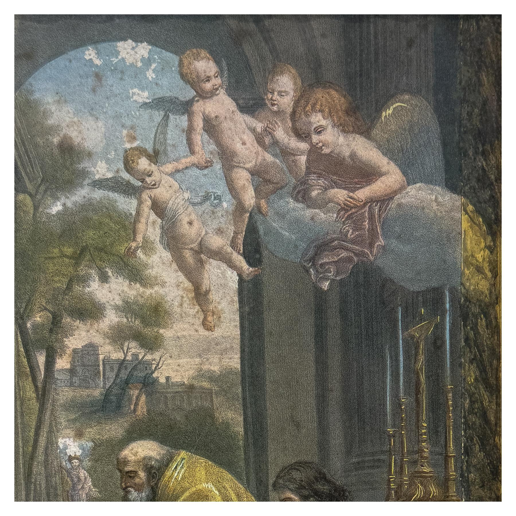 GRABADO RELIGIOSO ENMARCADO DEL S.XIX