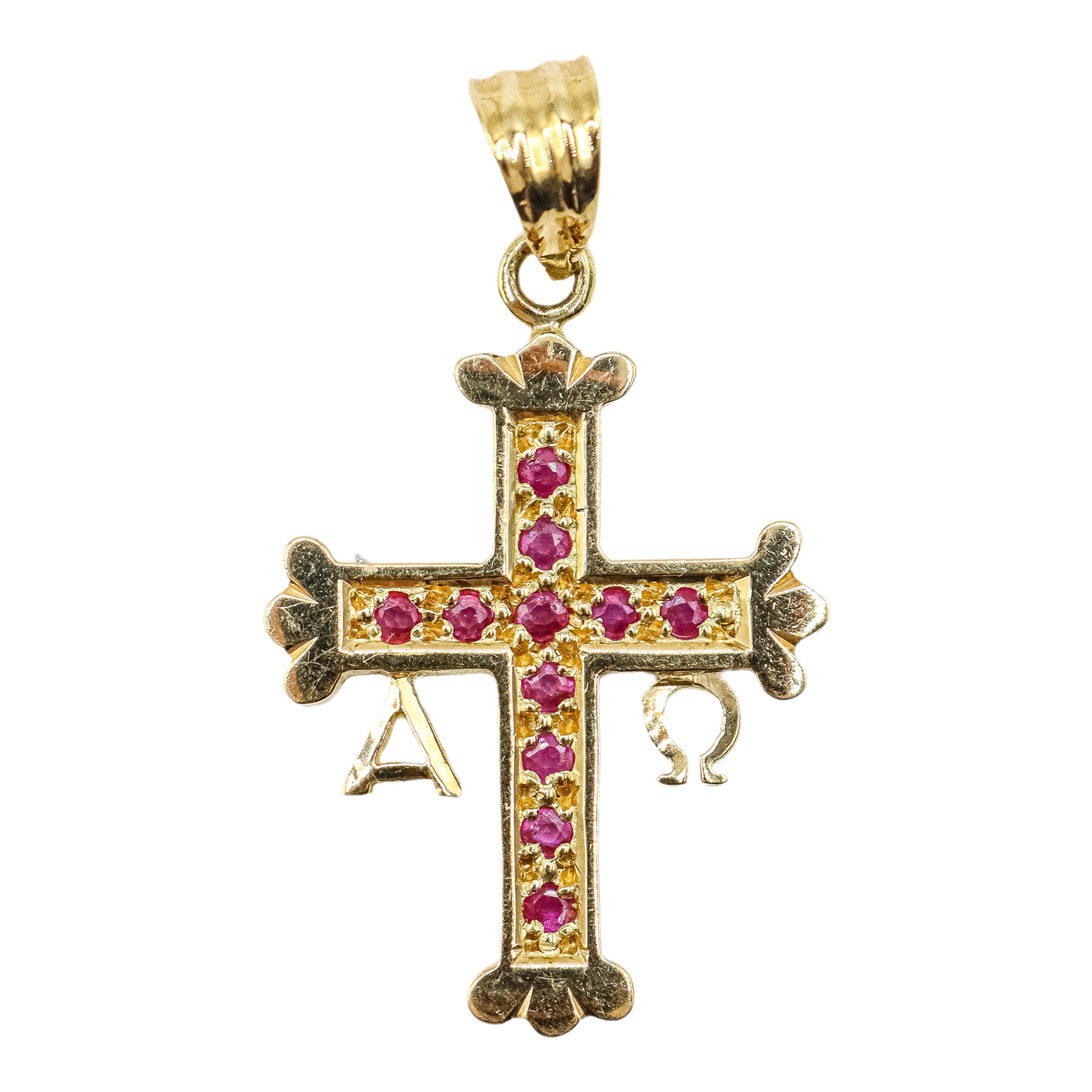 CRUZ COLGANTE CON RUBÍES