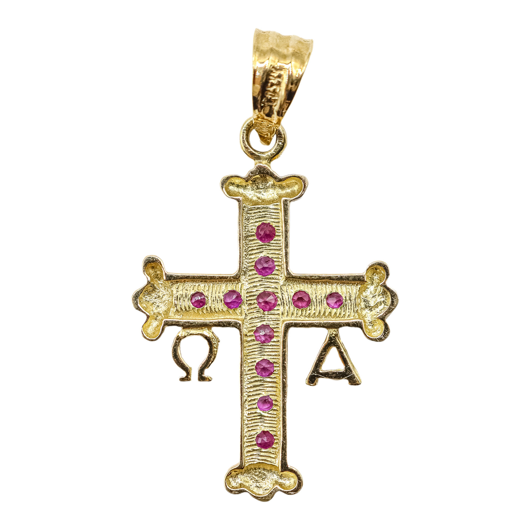 CRUZ COLGANTE CON RUBÍES