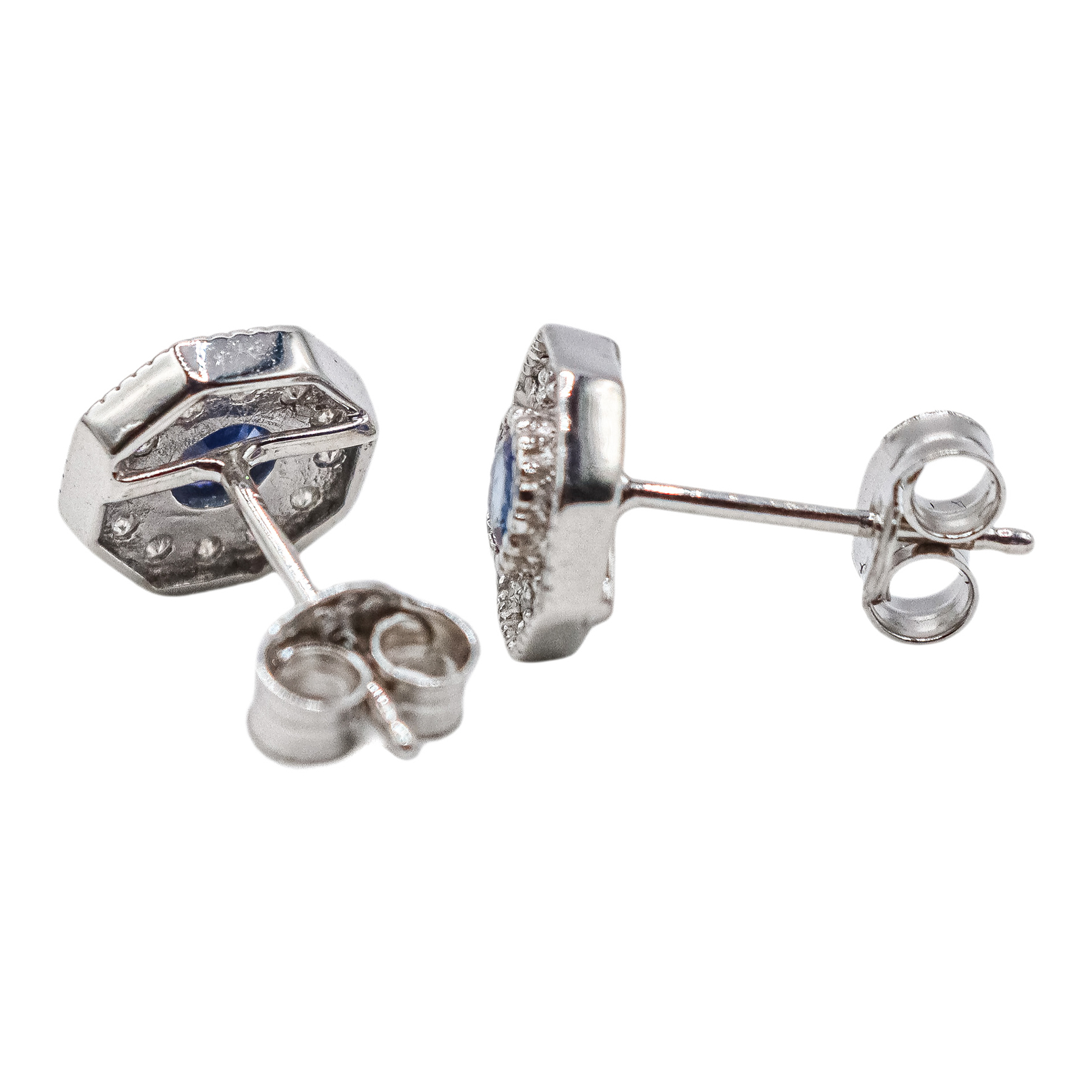 PENDIENTES ROSETONES CON ZAFIROS Y BRILLANTES