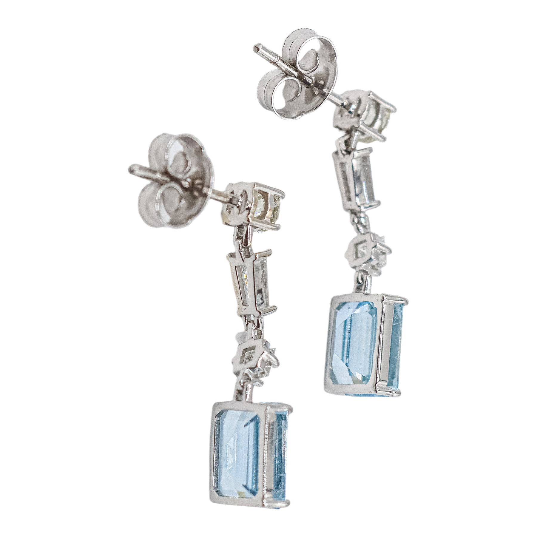 PENDIENTES CON AGUAMARINAS Y DIAMANTES