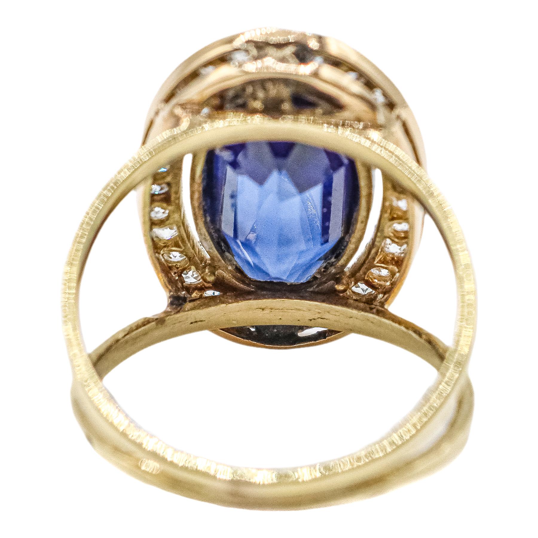 ANILLO ROSETÓN CON ZAFIRO Y DIAMANTES