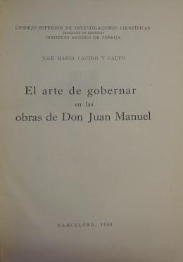 El arte de gobernar en las obras de D Juan Manuel