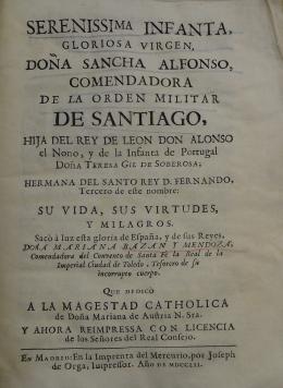 Bazán. Serenissima infanta Doña Sancha