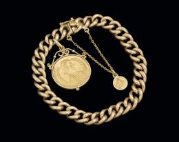 Pulsera de oro con moneda