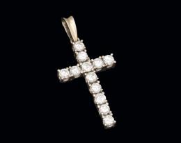 Colgante cruz de oro y diamantes 1,20 cts