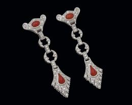 Pendientes de coral con diamantes