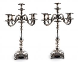 Pareja de candelabros plata alemana. C. 1900