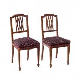 Cuatro sillas tapicería de tartán. S. XX.