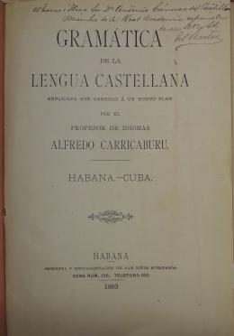 Carricaburu. Gramática de la lengua castellana
