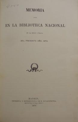 Memoria en la Biblioteca Nacional 1870