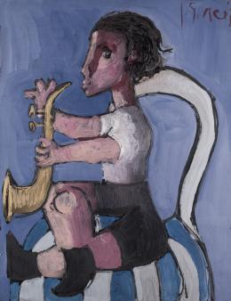 Juan Garcés. Niño con saxofón