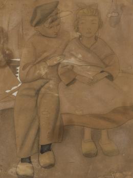 Eduardo Santonja. Anciano y Dos niños
