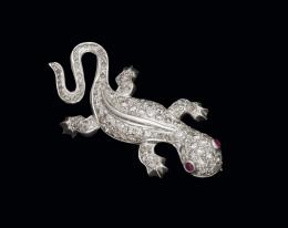 Broche de oro salamandra con diamantes 1,70 cts