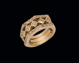 Anillo triple aro de oro con diamantes