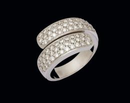 Anillo de oro blanco con pavé diamantes 0,98