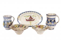 Cinco piezas en cerámica de Manises Circa 1900