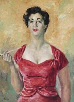 FRANCISCO SAN JOSÉ GONZÁLEZ (1919-1981) Pintor madrileño RETRATO DE PILAR ARANDA (MUJER DEL ARTISTA) Óleo sobre lienzo 81 cm.x60 cm.