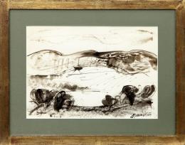 MANUEL NARVAEZ PATIÑO (1945-2001) PAISAJE Acuarela sobre papel 46 cm. x58 cm.