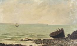 LEÓN LACOSTE.S. XIX. Pintor francés MARINA, 1882 Oleo sobre lienzo de 38 x 60 cm. 38x60